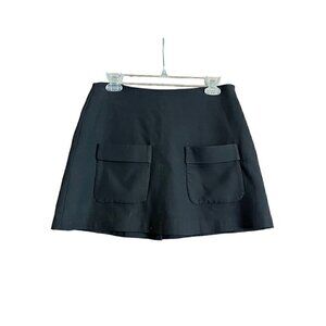 Women's Zara Medium Mini Skirt, Black, Front Pockets, Side Zipper